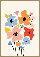 abstrakt Blumen- Poster Vorlage. modern modisch matisse minimal Stil. Hand gezeichnet Design zum Hintergrund, Mauer Dekor, drucken, Postkarte, Abdeckung, Vorlage, Banner. vektor