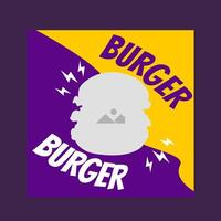 gul och lila social media posta mall design för burger restaurang befordran vektor