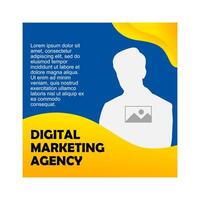 Blau und Gelb Sozial Medien Post Vorlage Design zum Digital Marketing. vektor