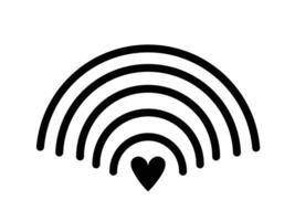 süß kostenlos W-lan Internet Verbindung Symbol Symbol Zeichen mit wenig Herz isoliert auf horizontal Weiß Hintergrund. einfach eben gestylt Zeichnung. vektor