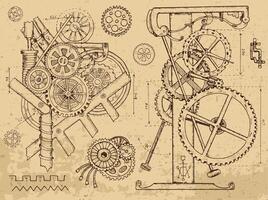 alt Mechanismen und Maschinen im Steampunk Stil vektor