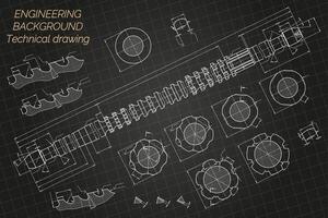 mekanisk teknik ritningar på blå bakgrund. föra på tal. teknisk design. omslag. plan. illustration. vektor