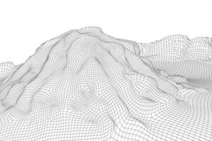 abstrakt trådmodell landskap bakgrund. 3d trogen maska berg. 80s retro illustration. cyberrymden teknologi dalar vektor
