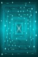 Blau futuristisch technologisch Hintergrund im Cyberpunk Stil. Digital Kunst. Design von Postkarten, Poster, Banner. Illustration. vektor