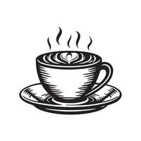 kaffe kopp med ånga och hjärta illustration vektor