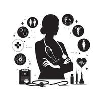 kvinna läkare silhuett illustration illustration vektor