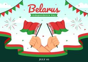 Lycklig Vitryssland oberoende dag illustration på 3 juli med vinka flagga och band i nationell Semester platt tecknad serie bakgrund design vektor
