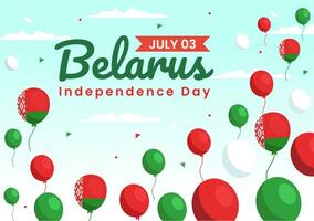 glücklich Weißrussland Unabhängigkeit Tag Illustration auf 3 Juli mit winken Flagge und Band im National Urlaub eben Karikatur Hintergrund Design vektor