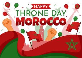 Lycklig marocko tron dag illustration på juli 30 med vinka flagga och band i firande nationell Semester bakgrund design vektor
