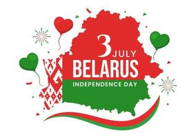 glücklich Weißrussland Unabhängigkeit Tag Illustration auf 3 Juli mit winken Flagge und Band im National Urlaub eben Karikatur Hintergrund Design vektor