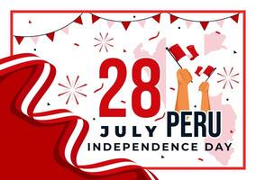 glücklich Peru Unabhängigkeit Tag Illustration auf Juli 28 mit winken Flagge und Band im National Urlaub eben Karikatur Hintergrund Design vektor