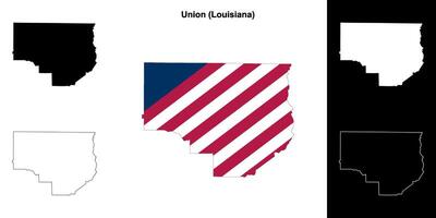 Union Gemeinde, Louisiana Gliederung Karte einstellen vektor