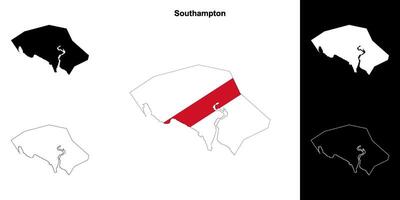 Southampton leer Gliederung Karte einstellen vektor