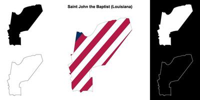 Heilige John das Baptist Gemeinde, Louisiana Gliederung Karte einstellen vektor