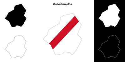 Wolverhampton leer Gliederung Karte einstellen vektor