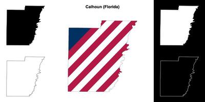 calhoun Bezirk, Florida Gliederung Karte einstellen vektor