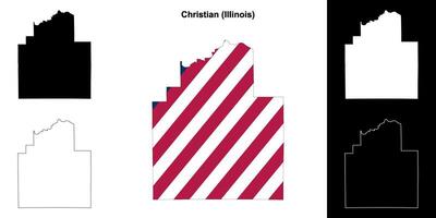 Christian Bezirk, Illinois Gliederung Karte einstellen vektor