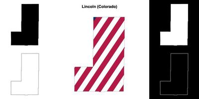Lincoln Bezirk, Colorado Gliederung Karte einstellen vektor