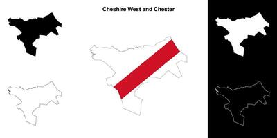 cheshire väst och chester tom översikt Karta uppsättning vektor