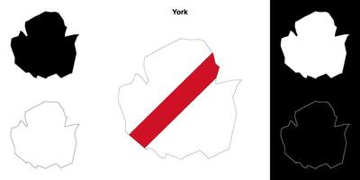 York leer Gliederung Karte einstellen vektor