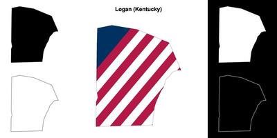 logan Bezirk, Kentucky Gliederung Karte einstellen vektor