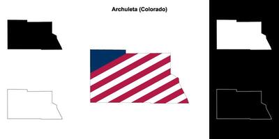 archuleta Bezirk, Colorado Gliederung Karte einstellen vektor