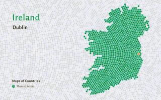 irland full Karta med en huvudstad av dublin visad i en mosaik- mönster vektor