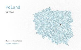 en Karta av polen avbildad i nollor och de i de form av en cirkel. de huvudstad, Warszawa, är visad i de Centrum av de cirkel vektor