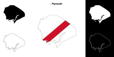 Plymouth leer Gliederung Karte einstellen vektor