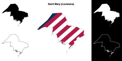 Heilige Maria Gemeinde, Louisiana Gliederung Karte einstellen vektor