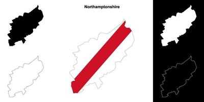 Northamptonshire leer Gliederung Karte einstellen vektor