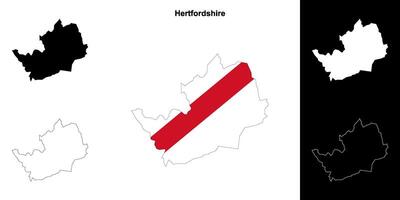 Hertfordshire leer Gliederung Karte einstellen vektor