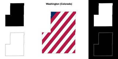 Washington grevskap, colorado översikt Karta uppsättning vektor