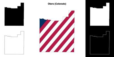 otero Bezirk, Colorado Gliederung Karte einstellen vektor