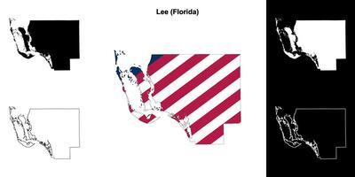 Lee Bezirk, Florida Gliederung Karte einstellen vektor