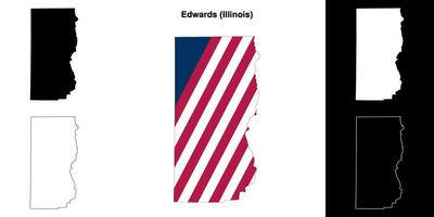 Edwards Bezirk, Illinois Gliederung Karte einstellen vektor
