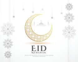 klassisk stil eid mubarak festlig vit bakgrund design vektor