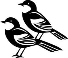 fåglar, svart och vit illustration vektor