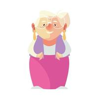 äldre kvinna, mormor med glasögon kvinnlig senior tecknad film vektor