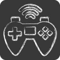 Symbol Gamepad. verbunden zu online Spiel Symbol. Kreide Stil. einfach Design Illustration vektor