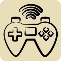 Symbol Gamepad. verbunden zu online Spiel Symbol. Hand gezeichnet Stil. einfach Design Illustration vektor