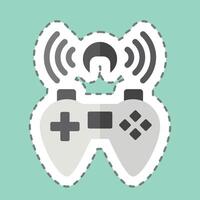 Aufkleber Linie Schnitt streamen. verbunden zu online Spiel Symbol. einfach Design Illustration vektor