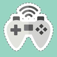 klistermärke linje skära gamepad. relaterad till uppkopplad spel symbol. enkel design illustration vektor