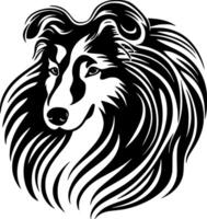 shetland sheepdog - svart och vit isolerat ikon - illustration vektor