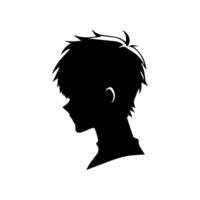 anime huvud silhuett illustration med de objekt av en Häftigt ung man vektor