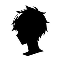 Anime Kopf Silhouette Illustration mit das Objekt von ein cool jung Mann vektor