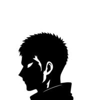 Anime Kopf Silhouette Illustration mit das Objekt von ein cool jung Mann vektor