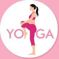 en kvinna är håller på med yoga på internationell yoga dag vektor