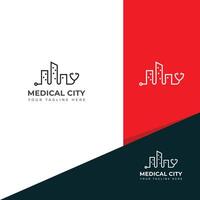 medicinsk stad logotyp design mall. vektor