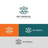 kreativ sällskapsdjur medicinsk vård logotyp design. vektor